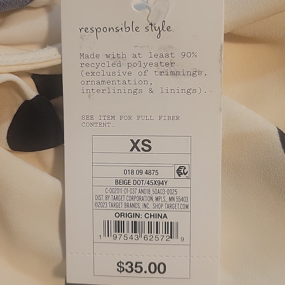 A New Day Hi-Lo Womans Beige with Black Polka Dot Dress, Size: XS, NWT - Picture 11 of 11